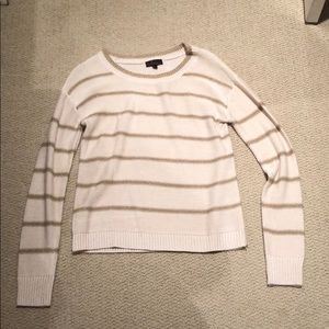 Cream sweater with gold stripes size large